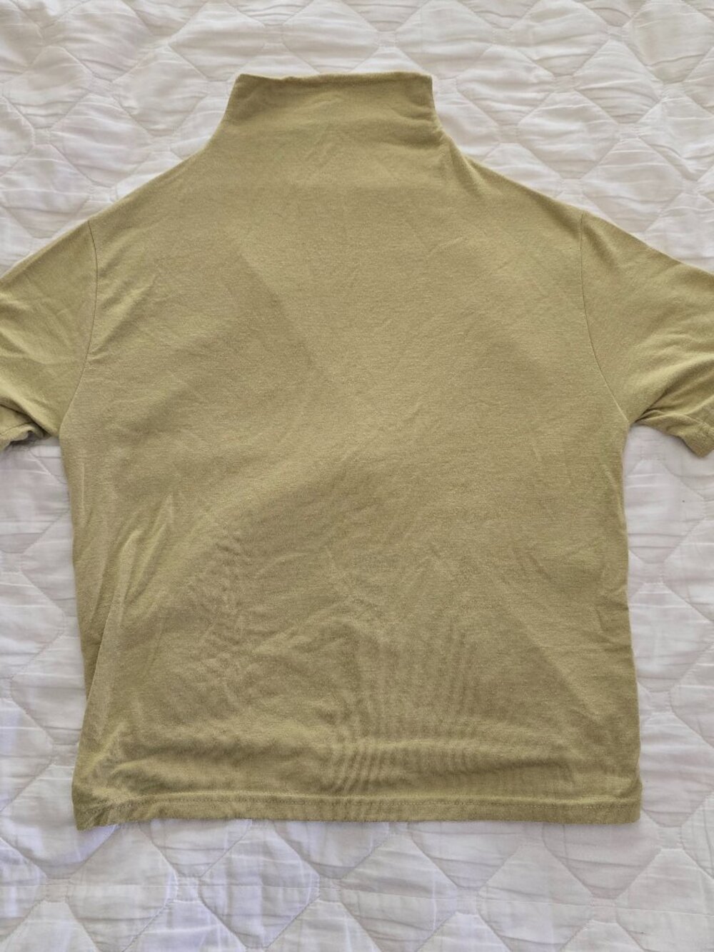 Milkt Apple Green Short Sleeve Mock Neck Turtleneck Top Made in Korea